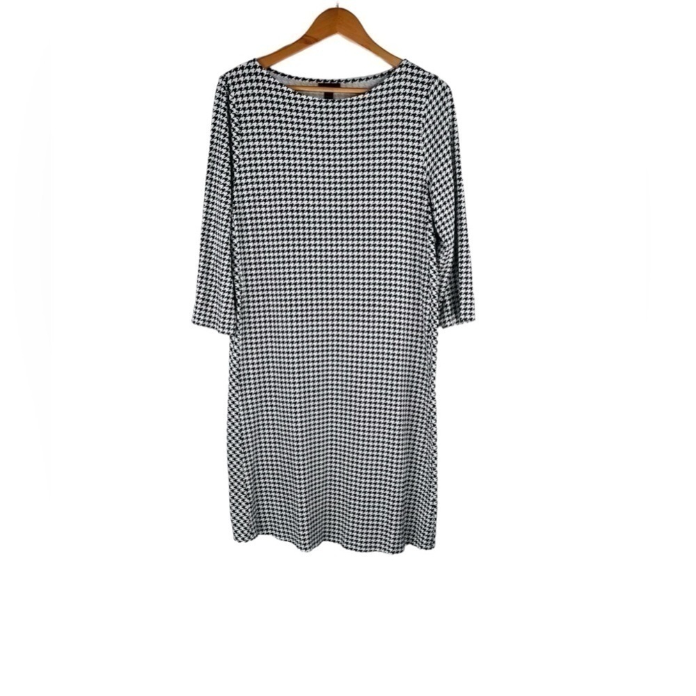J. Jill Wearever Collection Houndstooth Print Dress Boat Neck Size Large